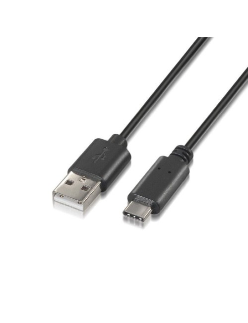 Cable USB 2.0 Tipo-C Aisens A107-0052/ USB Tipo-C Macho - USB Macho/ 480Mbps/ 2m/ Negro