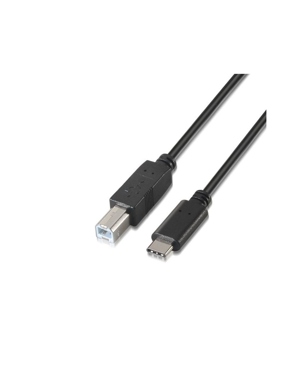 Cable USB 2.0  Impresora Aisens A107-0054/ USB Tipo-C Macho - USB Tipo-B Macho/ 480Mbps/ 2m/ Negro
