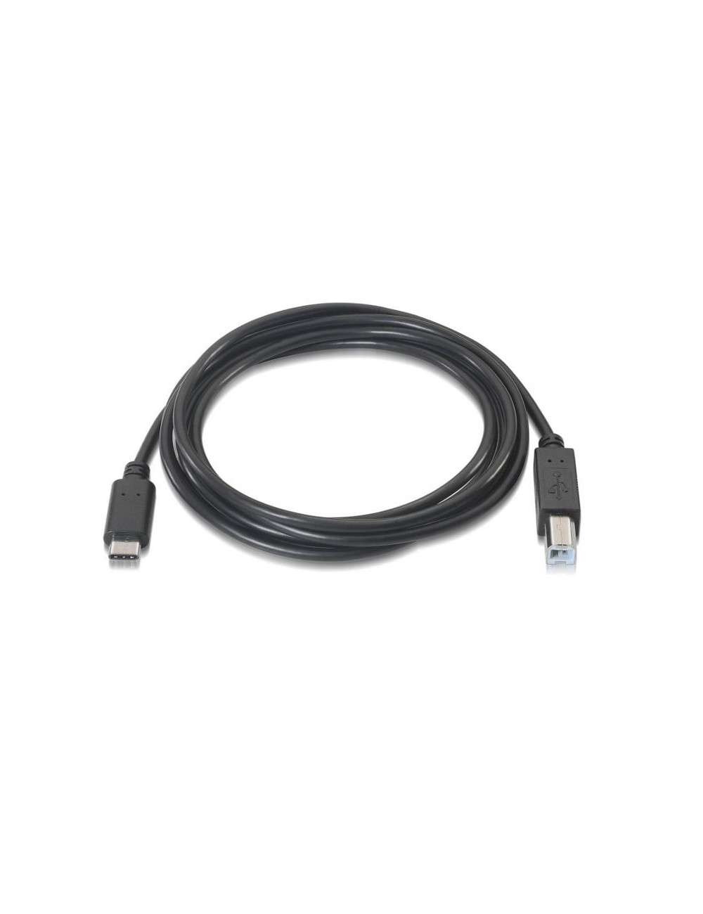Cable USB 2.0  Impresora Aisens A107-0054/ USB Tipo-C Macho - USB Tipo-B Macho/ 480Mbps/ 2m/ Negro