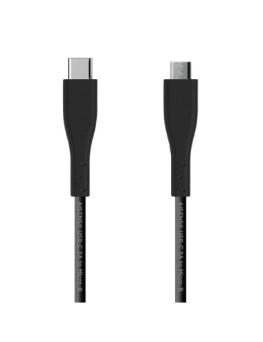 Cable USB 2.0 Aisens A107-0349/ USB Tipo-C Macho - MicroUSB Macho/ 480Mbps/ 1m/ Negro
