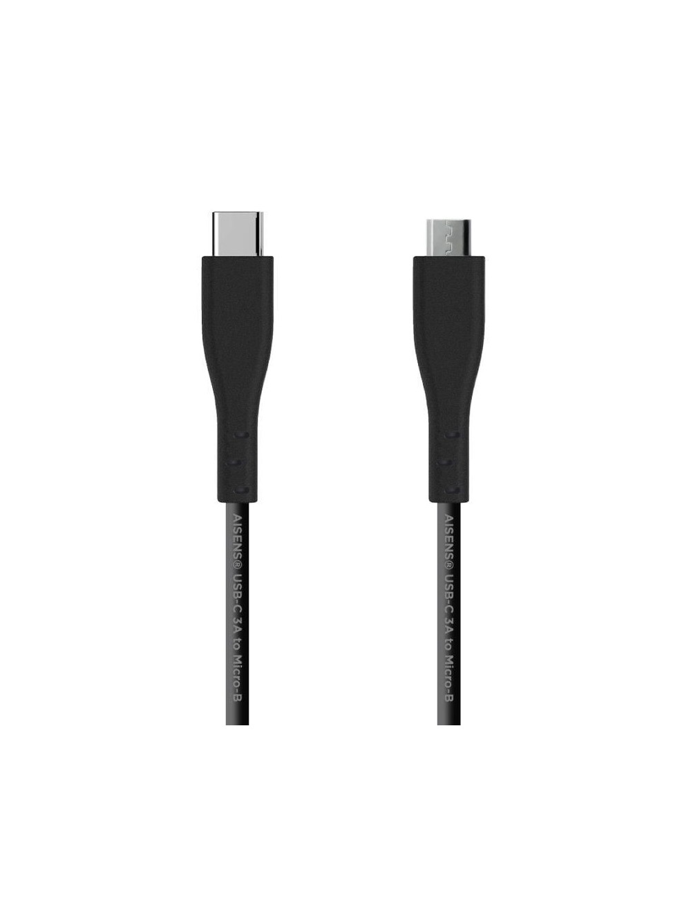 Cable USB 2.0 Aisens A107-0349/ USB Tipo-C Macho - MicroUSB Macho/ 480Mbps/ 1m/ Negro