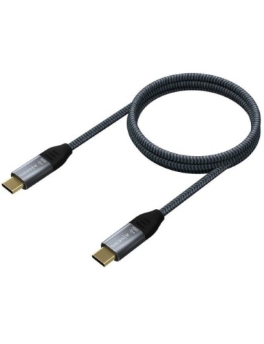 Cable USB 2.0 Tipo-C Aisens A107-0628 5A 100W/ USB Tipo-C Macho - USB Tipo-C Macho/ Hasta 100W/ 480Mbps/ 1m/ Gris
