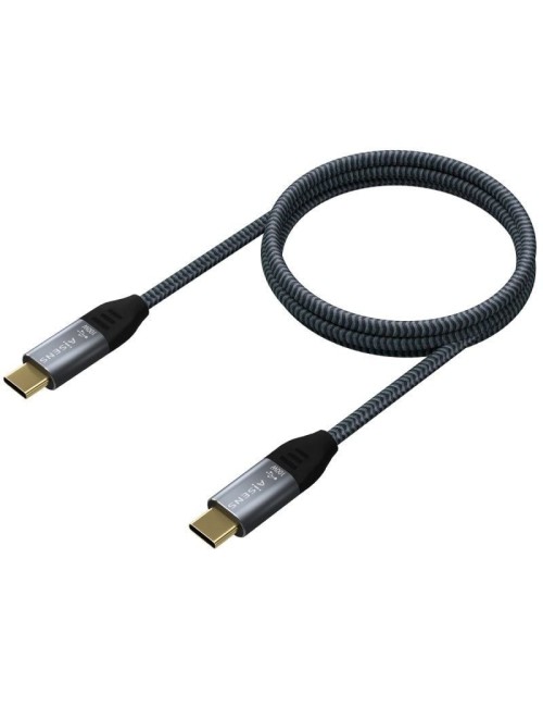 Cable USB 2.0 Tipo-C Aisens A107-0628 5A 100W/ USB Tipo-C Macho - USB Tipo-C Macho/ Hasta 100W/ 480Mbps/ 1m/ Gris