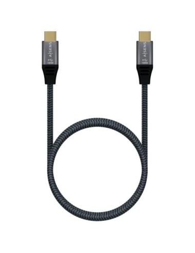 Cable USB 2.0 Tipo-C Aisens A107-0628 5A 100W/ USB Tipo-C Macho - USB Tipo-C Macho/ Hasta 100W/ 480Mbps/ 1m/ Gris