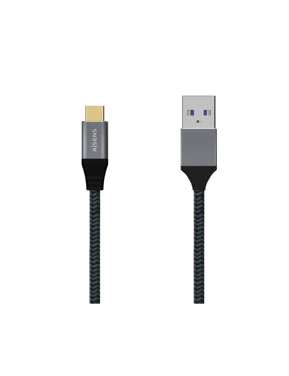 Cable USB 3.1 Tipo-C Aisens A107-0630/ USB Tipo-C Macho - USB Macho/ 10Gbps/ 50cm/ Gris