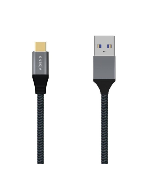 Cable USB 3.1 Tipo-C Aisens A107-0630/ USB Tipo-C Macho - USB Macho/ 10Gbps/ 50cm/ Gris