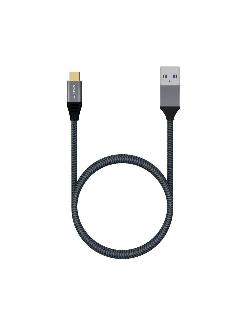 Cable USB 3.1 Tipo-C Aisens A107-0630/ USB Tipo-C Macho - USB Macho/ 10Gbps/ 50cm/ Gris
