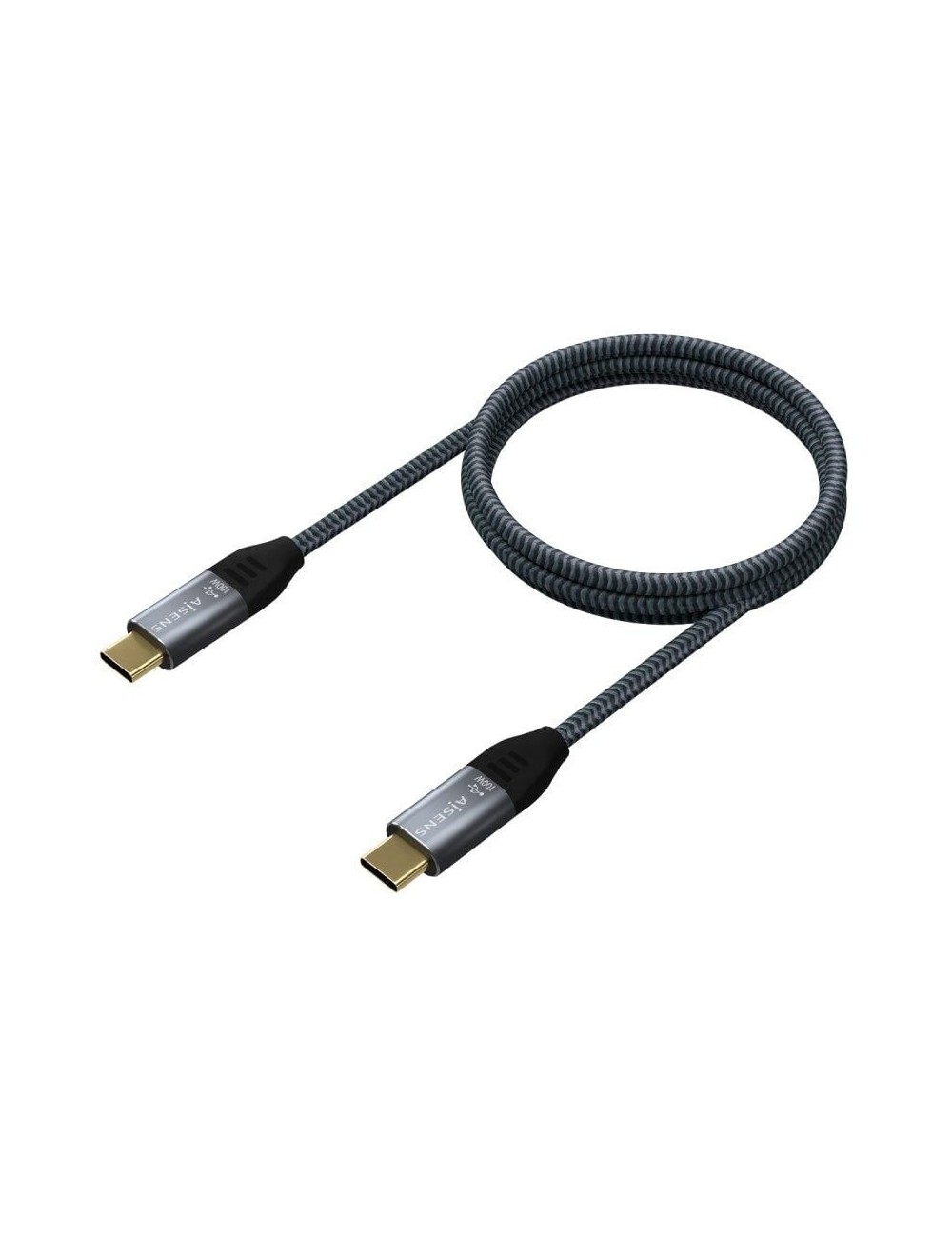 Cable USB 3.2 Tipo-C Aisens A107-0634 20GBPS 5A 100W/ USB Tipo-C Macho - USB Tipo-C Macho/ Hasta 100W/ 20Gbps/ 2m/ Gris