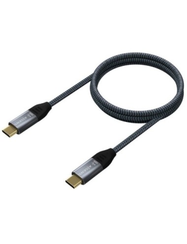 Cable USB 3.2 Tipo-C Aisens A107-0670 20GBPS 100W/ USB Tipo-C Macho - USB Tipo-C Macho/ Hasta 100W/ 20Gbps/ 60cm/ Gris