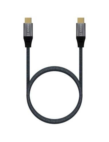 Cable USB 3.2 Tipo-C Aisens A107-0671 20GBPS 100W/ USB Tipo-C Macho - USB Tipo-C Macho/ Hasta 100W/ 20Gbps/ 1m/ Gris