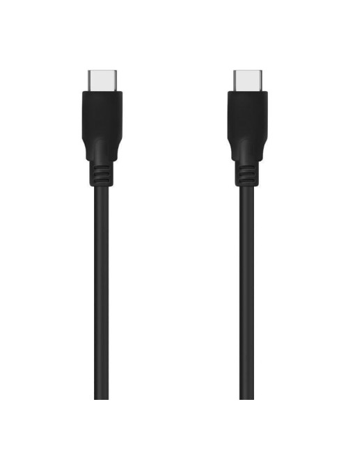Cable USB 3.2 Tipo-C Aisens A107-0701 20GBPS 5A 100W/ USB Tipo-C Macho - USB Tipo-C Macho/ Hasta 100W/ 20Gbps/ 60cm/ Negro
