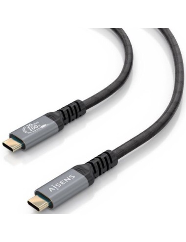 Cable USB 3.2 Tipo-C Aisens A107-0988/ USB Tipo-C Macho - USB Tipo-C Macho/ Hasta 100W/ 20Gbps/ 3m/ Negro