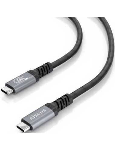 Cable USB 3.2 Tipo-C Aisens A107-0989/ USB Tipo-C Macho - USB Tipo-C Macho/ Hasta 100W/ 10Gbps/ 4m/ Negro