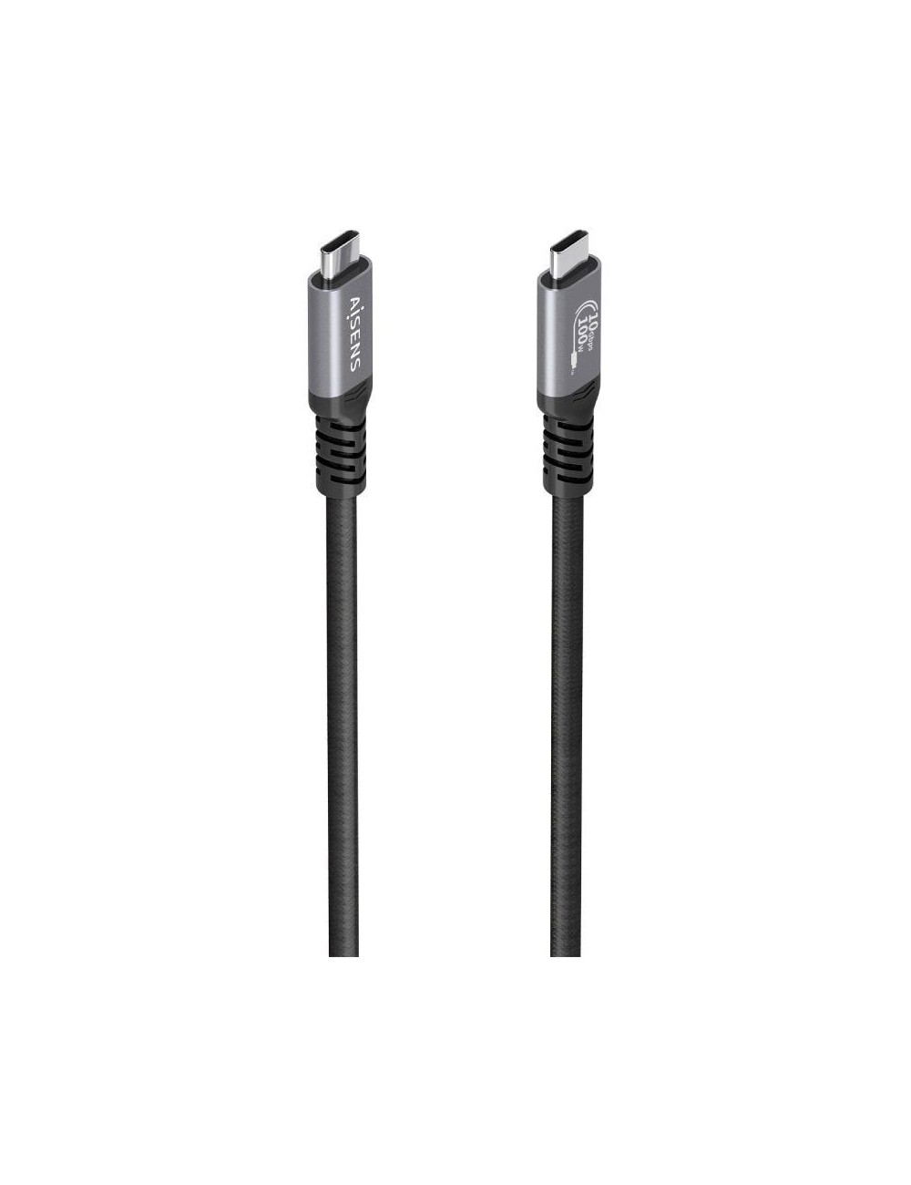 Cable USB 3.2 Tipo-C Aisens A107-0990/ USB Tipo-C Macho - USB Tipo-C Macho/ Hasta 100W/ 10Gbps/ 5m/ Negro