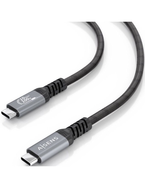 Cable USB 3.2 Tipo-C Aisens A107-0990/ USB Tipo-C Macho - USB Tipo-C Macho/ Hasta 100W/ 10Gbps/ 5m/ Negro