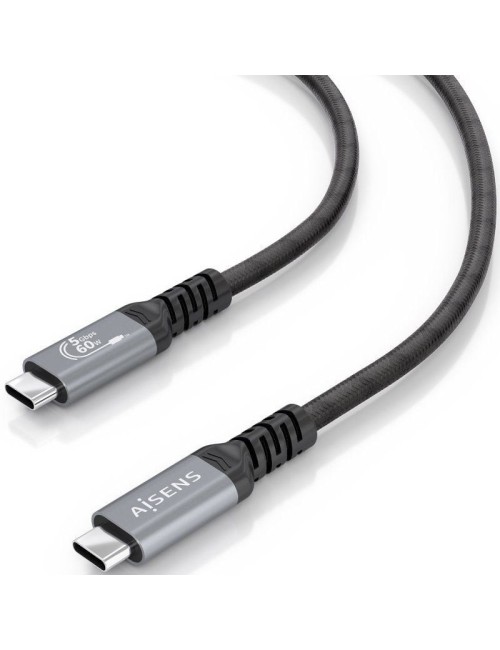 Cable USB 3.2 Tipo-C Aisens  A107-0991/ USB Tipo-C Macho - USB Tipo-C Macho/ Hasta 60W/ 5Gbps/ 7m/ Negro