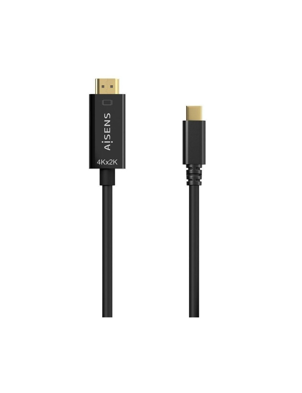 Cable Conversor HDMI 4K Aisens A109-0623/ USB Tipo-C Macho - HDMI Macho/ Hasta 27W/ 1250Mbps/ 80cm/ Negro