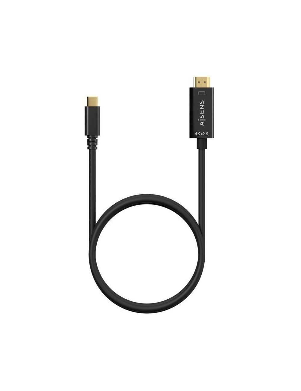Cable Conversor HDMI 4K Aisens A109-0624/ USB Tipo-C Macho - HDMI Macho/ Hasta 27W/ 1250Mbps/ 1.8m/ Negro