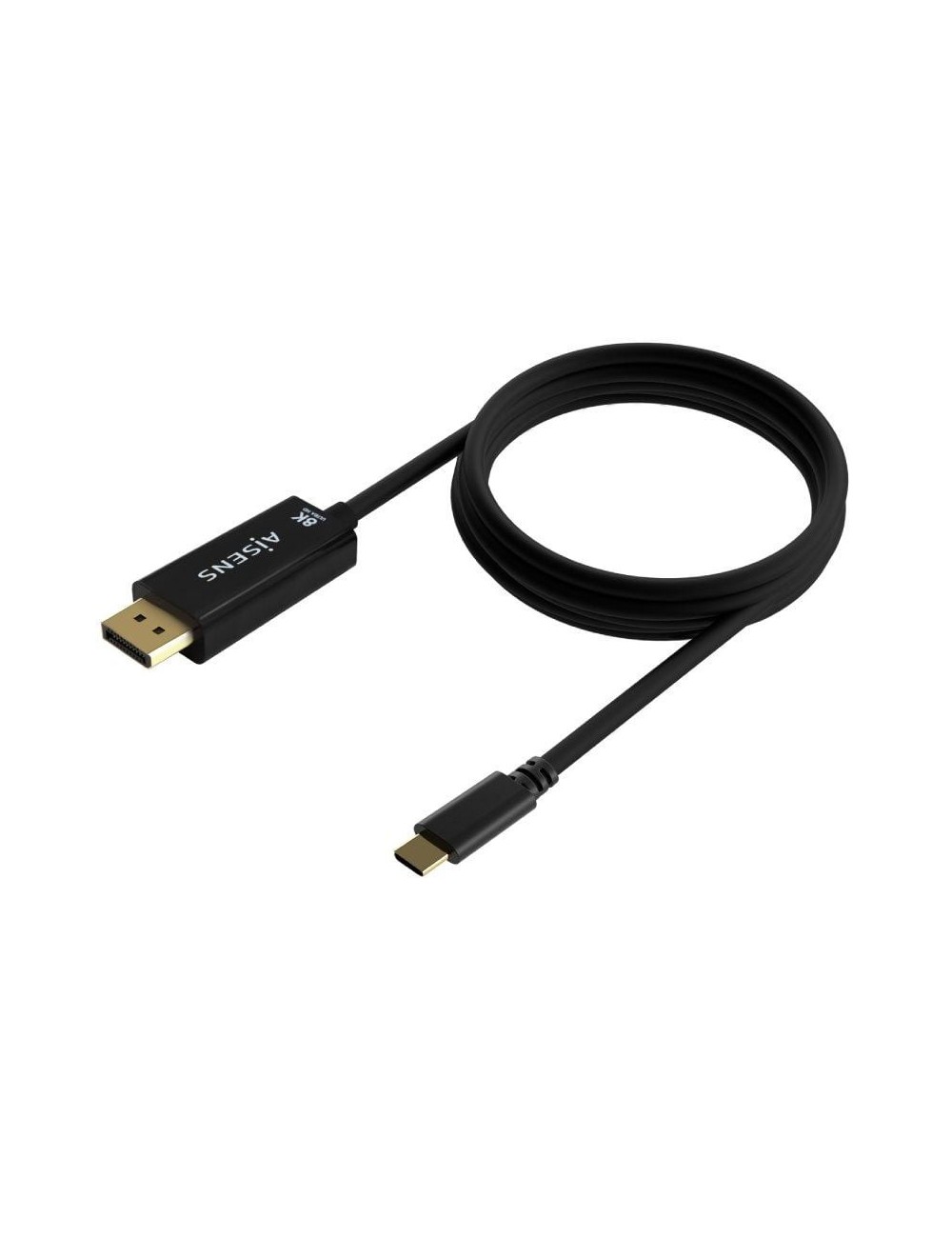 Cable Conversor Aisens A109-0689/ USB Tipo-C Macho - DisplayPort Macho/ Hasta 27W/ 1250Mbps/ 1.8m/ Negro