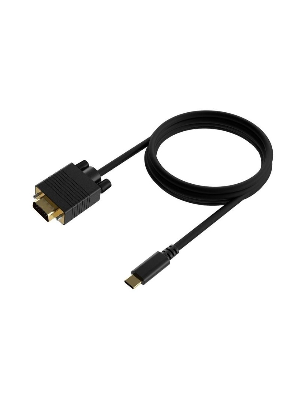 Cable Conversor Aisens A109-0692/ USB Tipo-C Macho - VGA Macho/ Hasta 27W/ 1250Mbps/ 80cm/ Negro