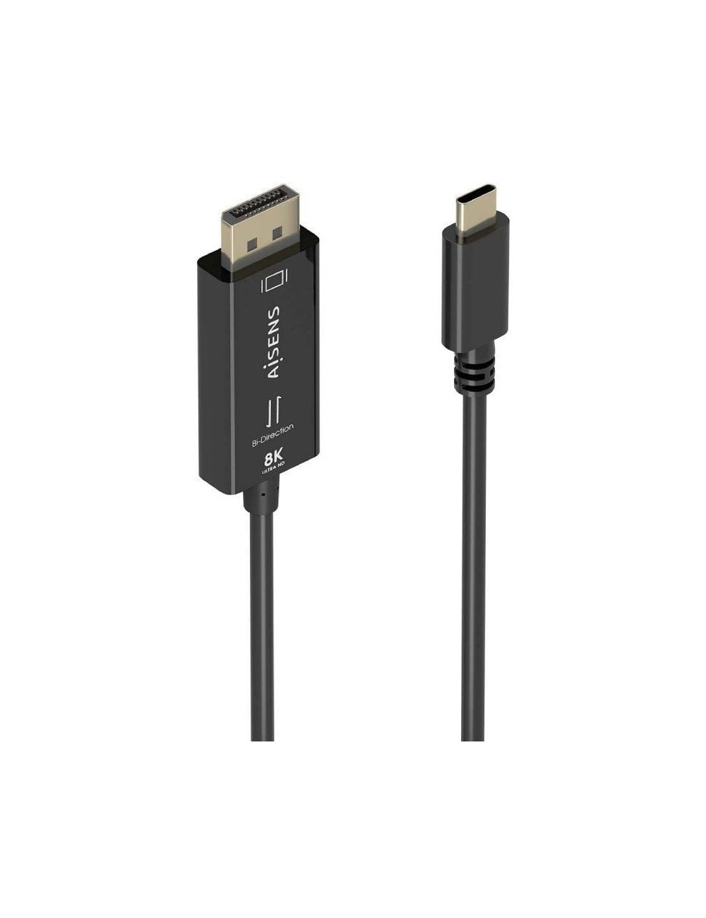 Cable Conversor Aisens A109-0879/ USB Tipo-C Macho - DisplayPort Macho/ 1.8m/ Negro