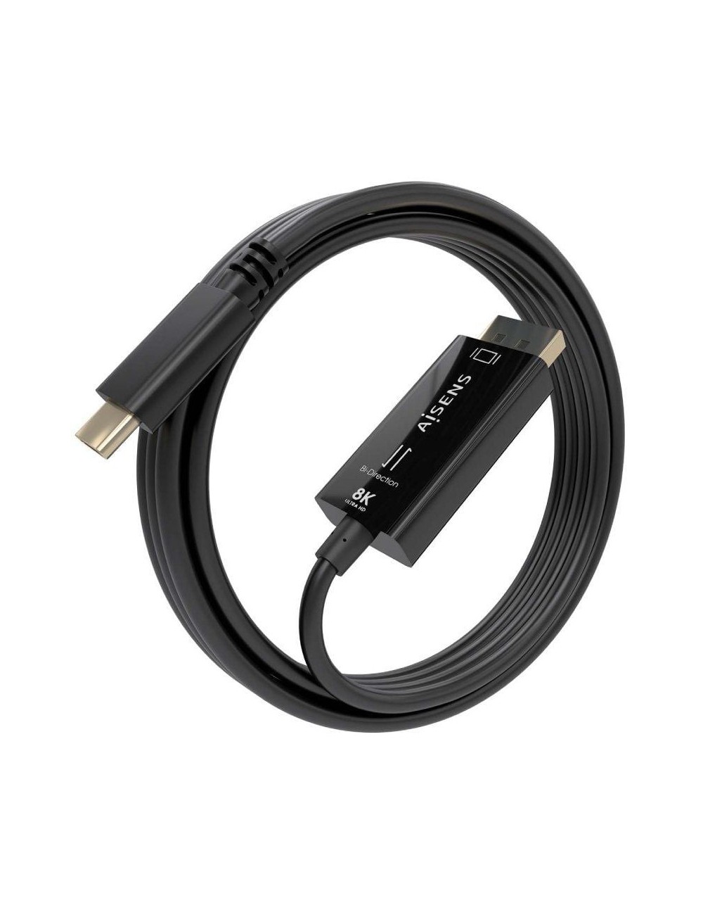 Cable Conversor Aisens A109-0879/ USB Tipo-C Macho - DisplayPort Macho/ 1.8m/ Negro