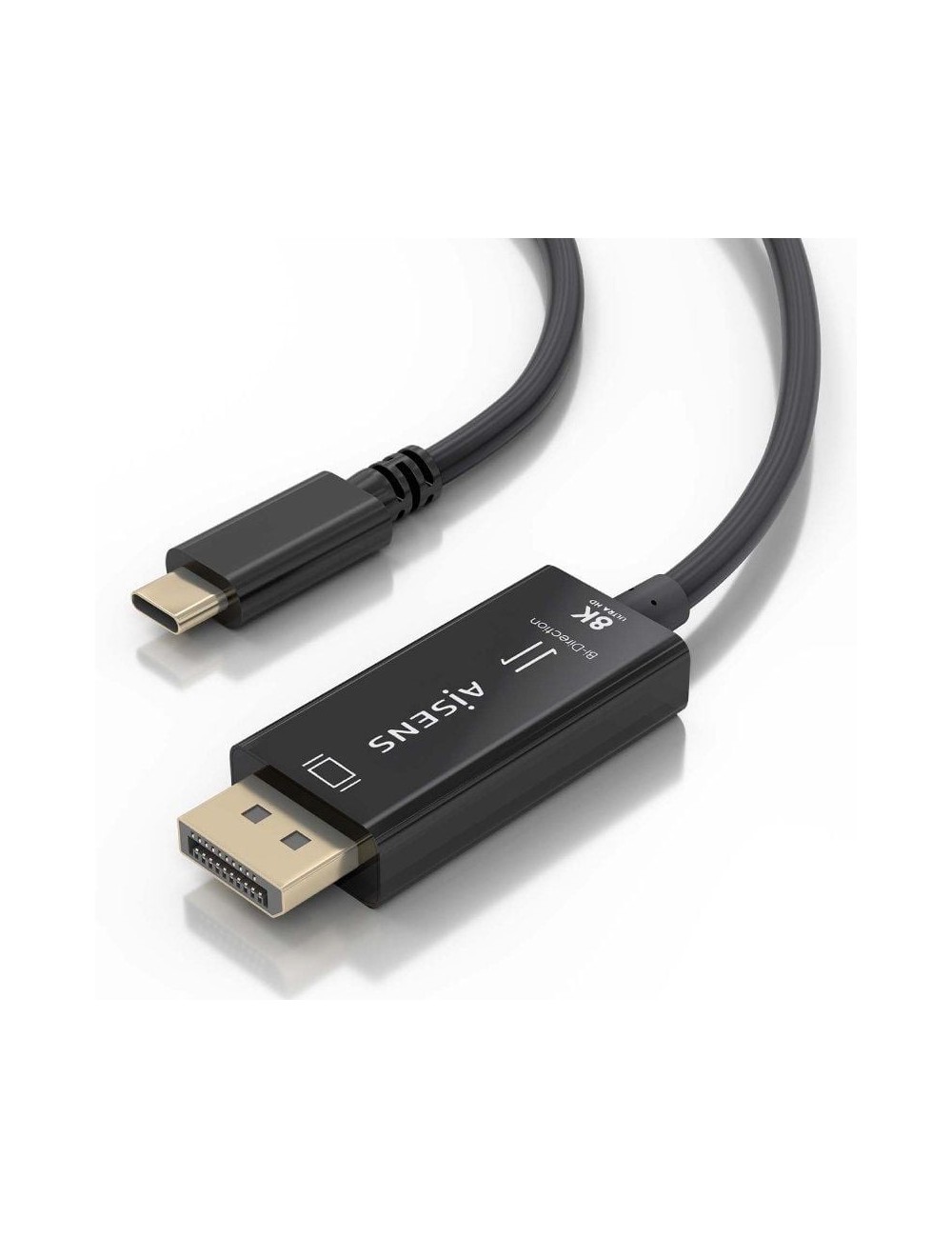 Cable Conversor Aisens A109-0879/ USB Tipo-C Macho - DisplayPort Macho/ 1.8m/ Negro