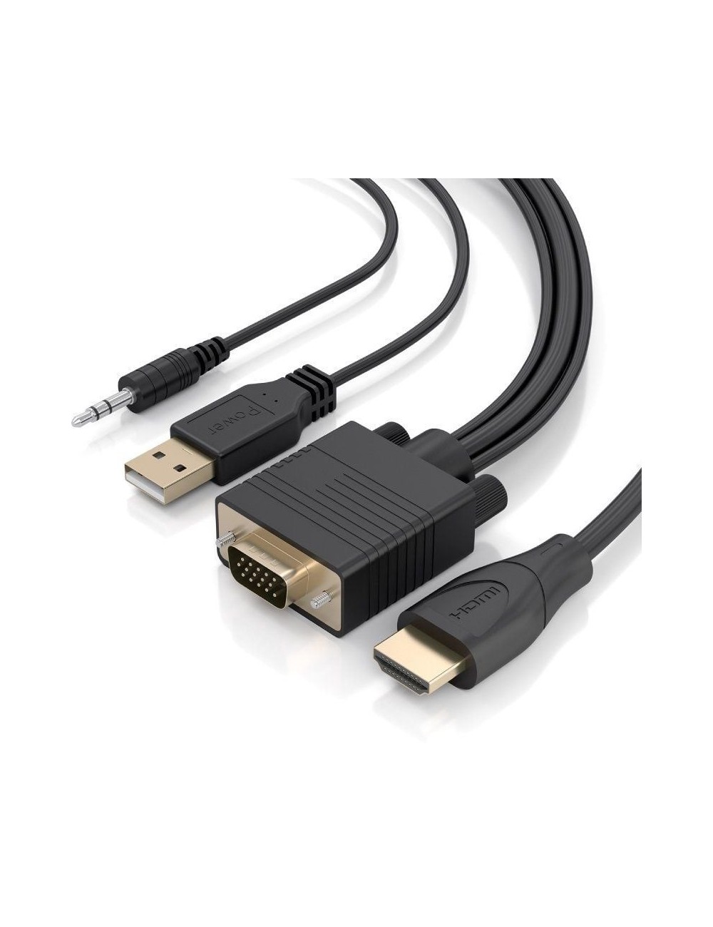 Cable Conversor Aisens A115-1009 SVGA Macho - USB Macho/ Jack Macho - HDMI Macho/ 2m/ Negro