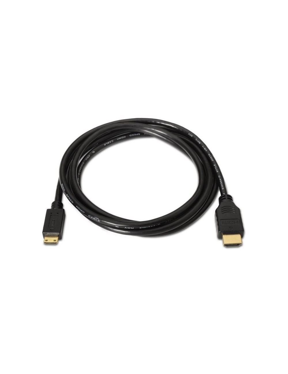 Cable HDMI Aisens A119-0114/ HDMI Macho - Mini HDMI Macho/ Hasta 10W/ 720Mbps/ 1.8m/ Negro