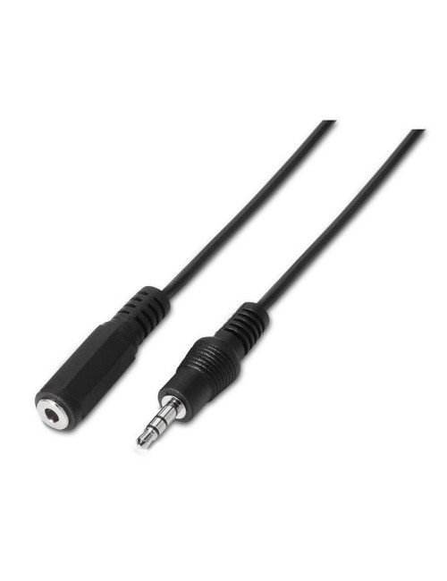 Cable Estéreo Aisens A128-0146/ Jack 3.5 Macho - Jack 3.5 Hembra/ Hasta 0.1W/ 3m/ Negro