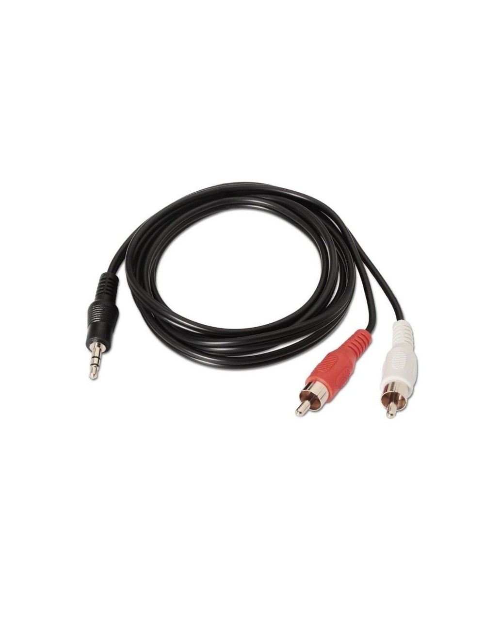 Cable Estéreo Aisens A128-0148/ Jack 3.5 Macho - 2x RCA Macho/ Hasta 0.1W/ 3m/ Negro