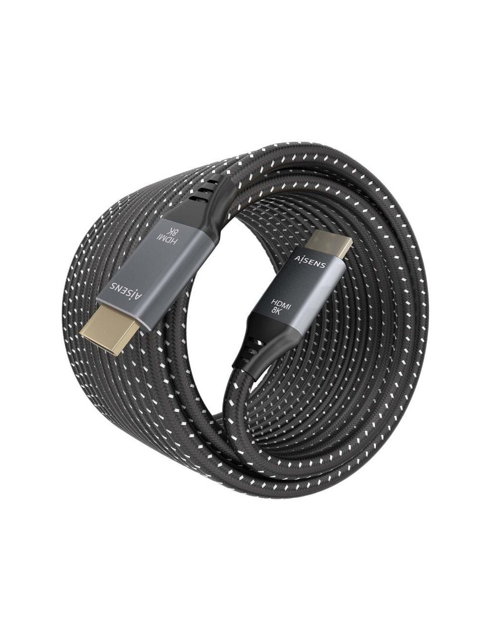Cable HDMI 2.1 8K Aisens A150-0878/ HDMI Macho - HDMI Macho/ 10m/ Gris y Negro