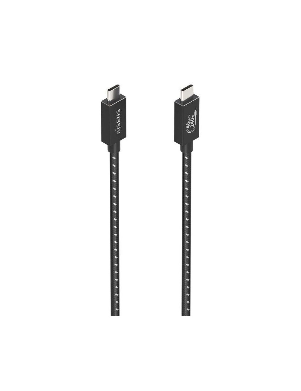Cable USB 4.0 Tipo-C Aisens A156-0867/ USB Tipo-C Macho - USB Tipo-C Macho/ Hasta 240W/ 40Gbps/ 1m/ Gris
