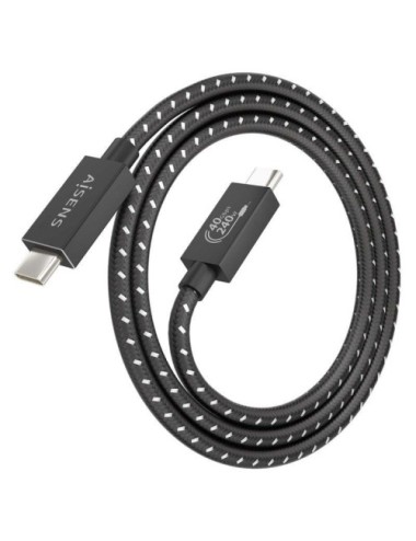Cable USB 4.0 Tipo-C Aisens A156-0867/ USB Tipo-C Macho - USB Tipo-C Macho/ Hasta 240W/ 40Gbps/ 1m/ Gris