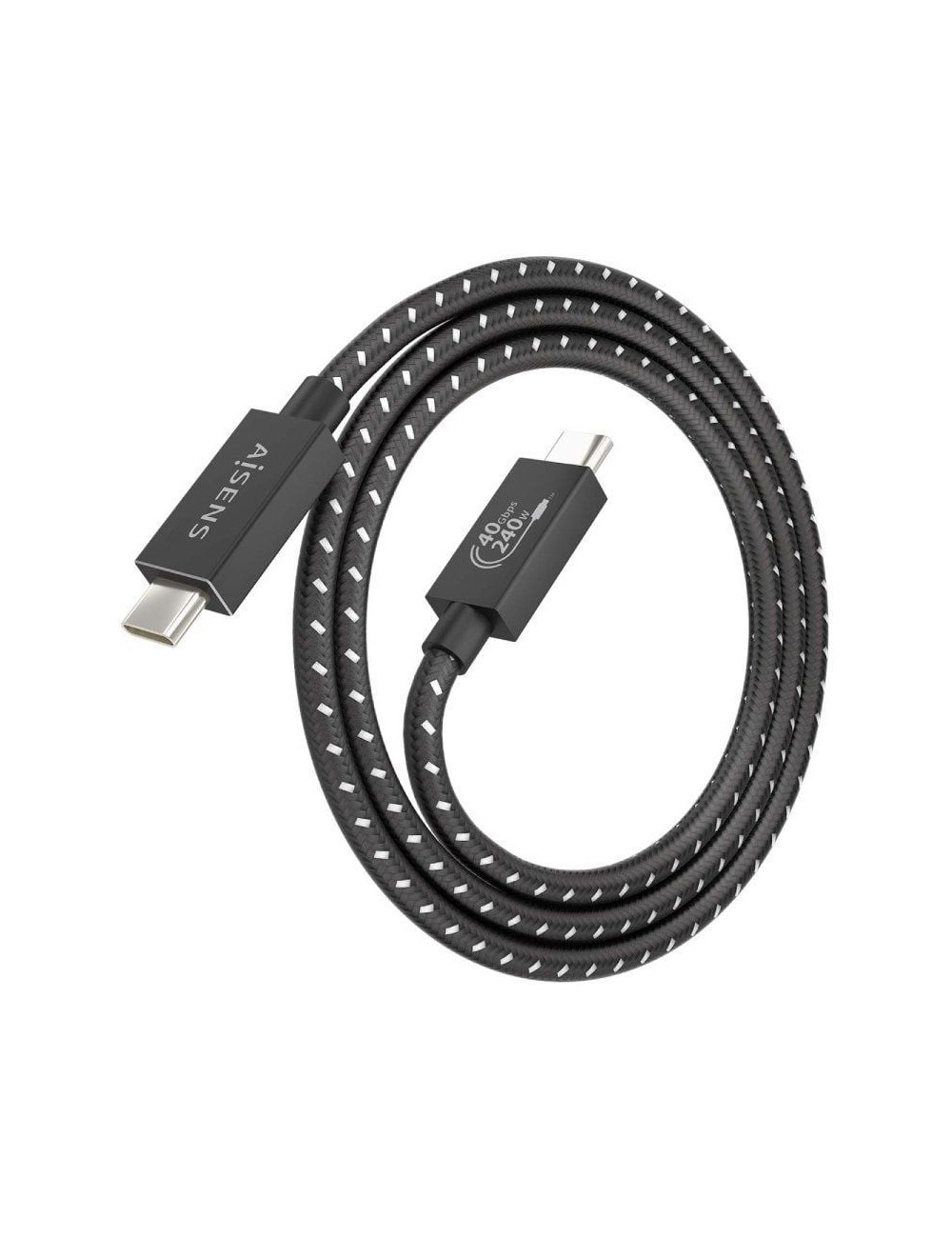 Cable USB 4.0 Tipo-C Aisens A156-0867/ USB Tipo-C Macho - USB Tipo-C Macho/ Hasta 240W/ 40Gbps/ 1m/ Gris