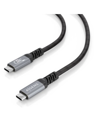 Cable USB 4.0 Tipo-C Aisens A156-0993/ USB Tipo-C Macho - USB Tipo-C Macho/ Hasta 240W/ 40Gbps/ 50cm/ Negro