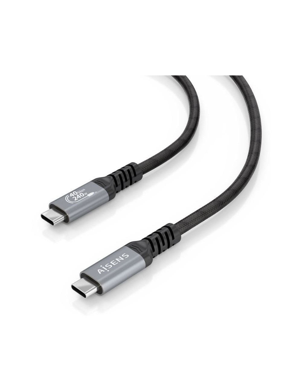 Cable USB 4.0 Tipo-C Aisens A156-0995/ USB Tipo-C Macho - USB Tipo-C Macho/ Hasta 240W/ 40Gbps/ 1.5m/ Negro