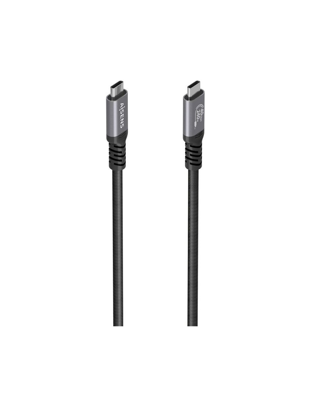 Cable USB 4.0 Tipo-C Aisens A156-0995/ USB Tipo-C Macho - USB Tipo-C Macho/ Hasta 240W/ 40Gbps/ 1.5m/ Negro