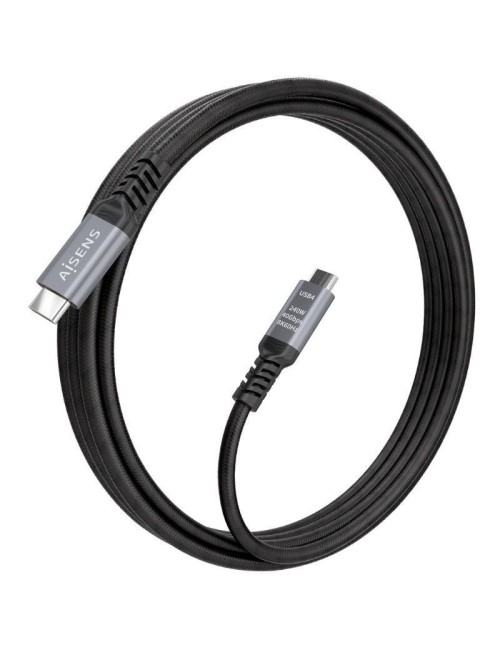 Cable USB 4.0 Tipo-C Aisens A156-0995/ USB Tipo-C Macho - USB Tipo-C Macho/ Hasta 240W/ 40Gbps/ 1.5m/ Negro