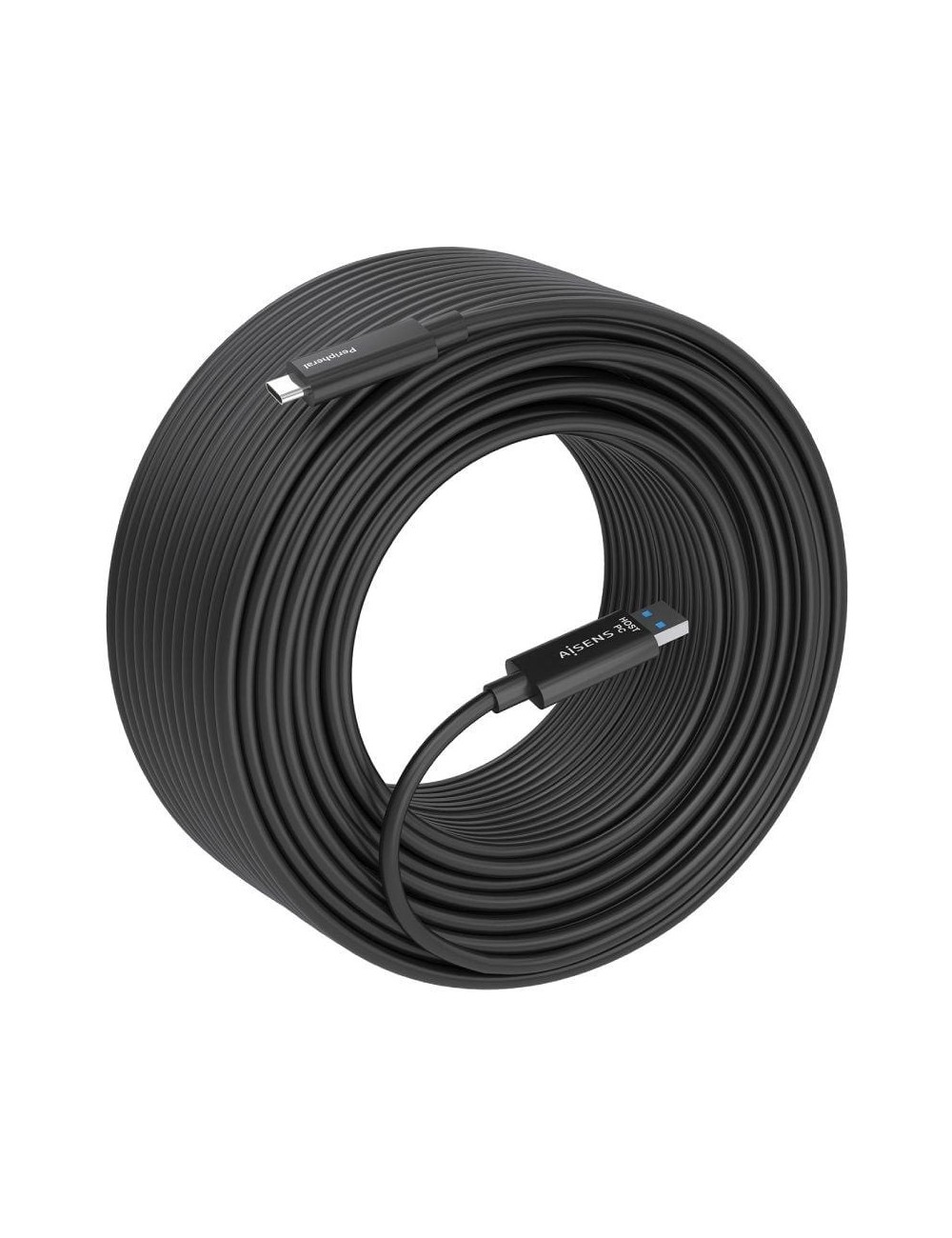 Cable USB 3.2 Tipo-C AOC Aisens A157-0925/ USB Tipo-C Macho - USB Macho/ 10Gbps/ 15m/ Negro