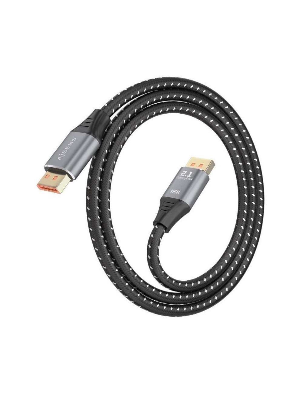 Cable DisplayPort 2.1 16K Aisens A158-0901/ DisplayPort Macho - DisplayPort Macho/ 80Gbps/ 1m/ Negro