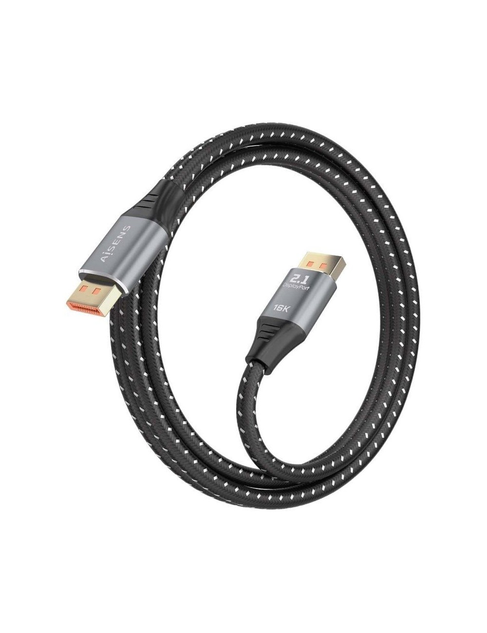 Cable DisplayPort 2.1 16K Aisens A158-0902/ DisplayPort Macho - DisplayPort Macho/ 80Gbps/ 1.5m/ Negro