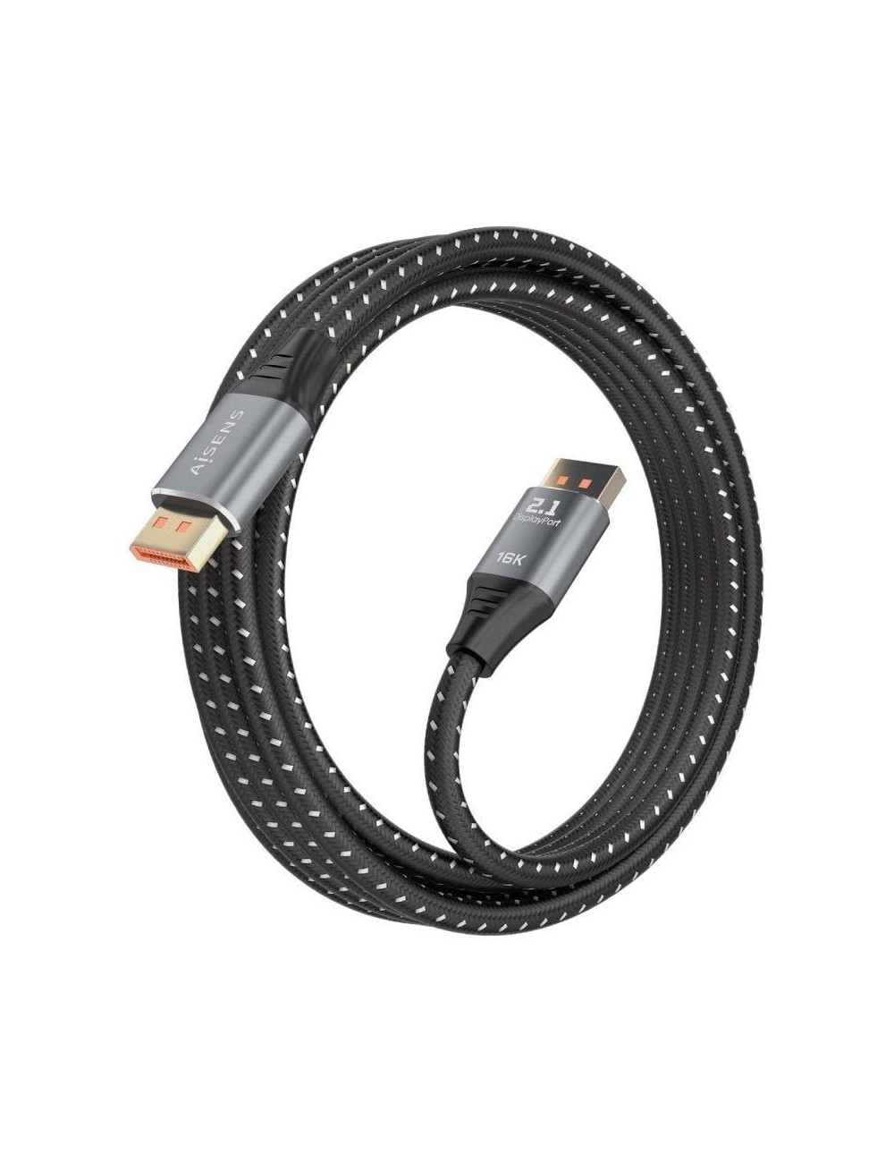 Cable DisplayPort 2.1 16K Aisens A158-0903/ DisplayPort Macho - DisplayPort Macho/ 80Gbps/ 2m/ Negro