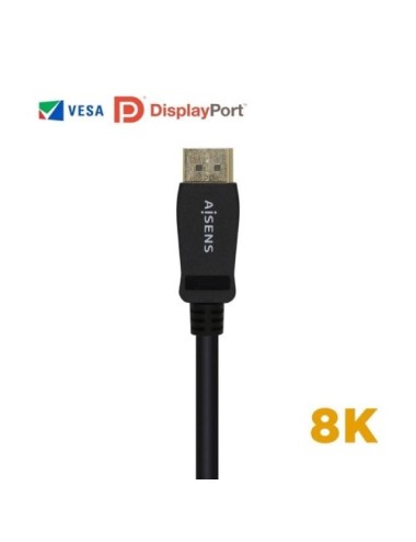 Cable DisplayPort 1.4 8K Aisens A149-0430/ DisplayPort Macho - DisplayPort Macho/ 50cm/ Certificado/ Negro