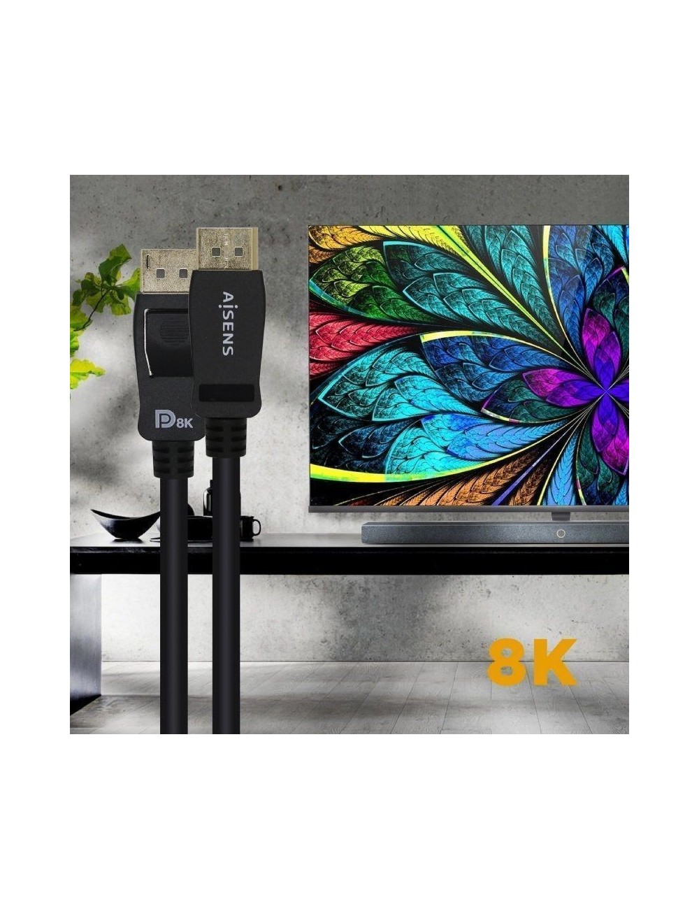 Cable DisplayPort 1.4 8K Aisens A149-0430/ DisplayPort Macho - DisplayPort Macho/ 50cm/ Certificado/ Negro
