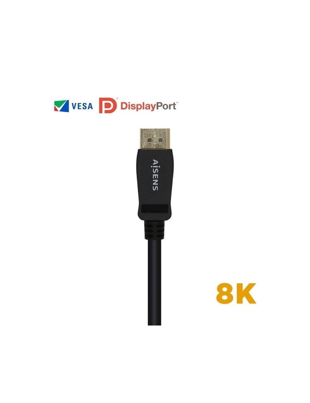 Cable DisplayPort 1.4 8K Aisens A149-0431/ DisplayPort Macho - DisplayPort Macho/ 1m/ Certificado/ Negro