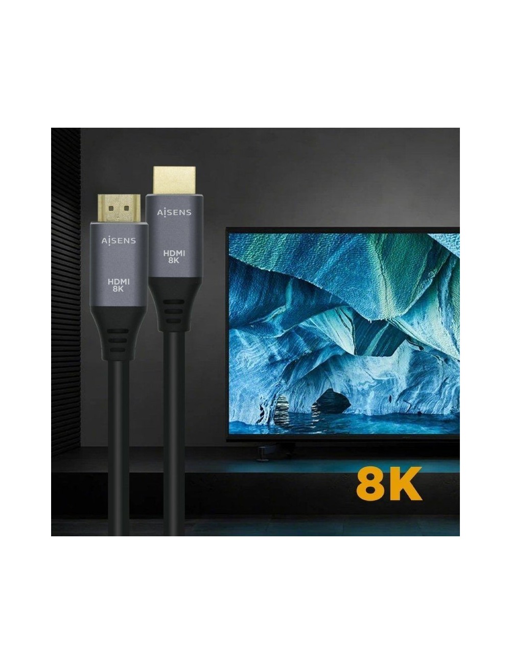 Cable HDMI 2.1 8K Aisens A150-0425/ HDMI Macho - HDMI Macho/ 50cm/ Gris Negro