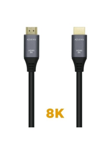 Cable HDMI 2.1 8K Aisens A150-0428/ HDMI Macho - HDMI Macho/ 2m/ Gris Negro