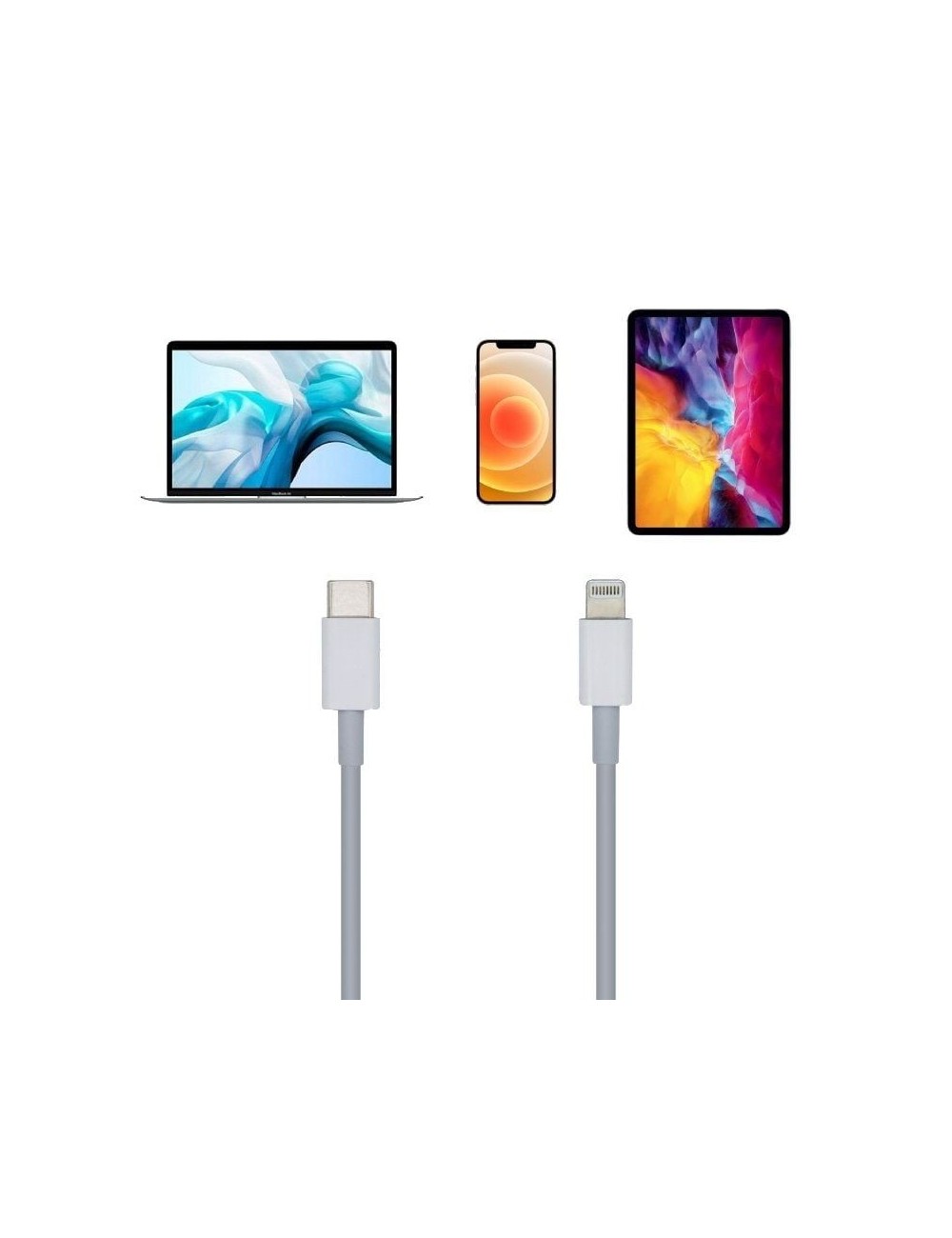 Cable USB 2.0 Tipo-C Lightning Aisens A102-0441/ Lightning Macho - USB Tipo-C Macho/ 480Mbps/ 20cm/ Blanco
