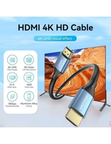 Cable HDMI 2.0 4K Vention ALHSN/ HDMI Macho - HDMI Macho/ 15m/ Azul